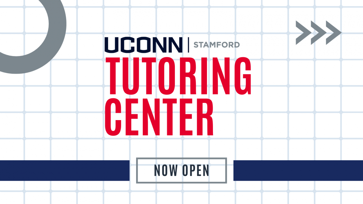 Image reads "UConn Stamford Tutoring Center" now open